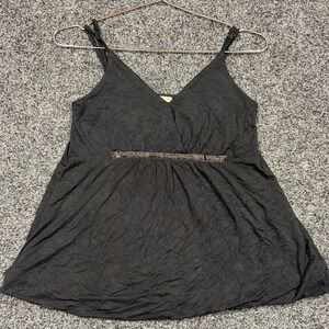 Fransa Cami Top Women S Black Sequin Empire Waist V-Neck Tank Sleeveless Goth